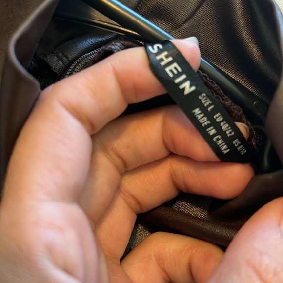 NEW Brown Stretchy Pleather Long Sleeve - Picture 5 of 5